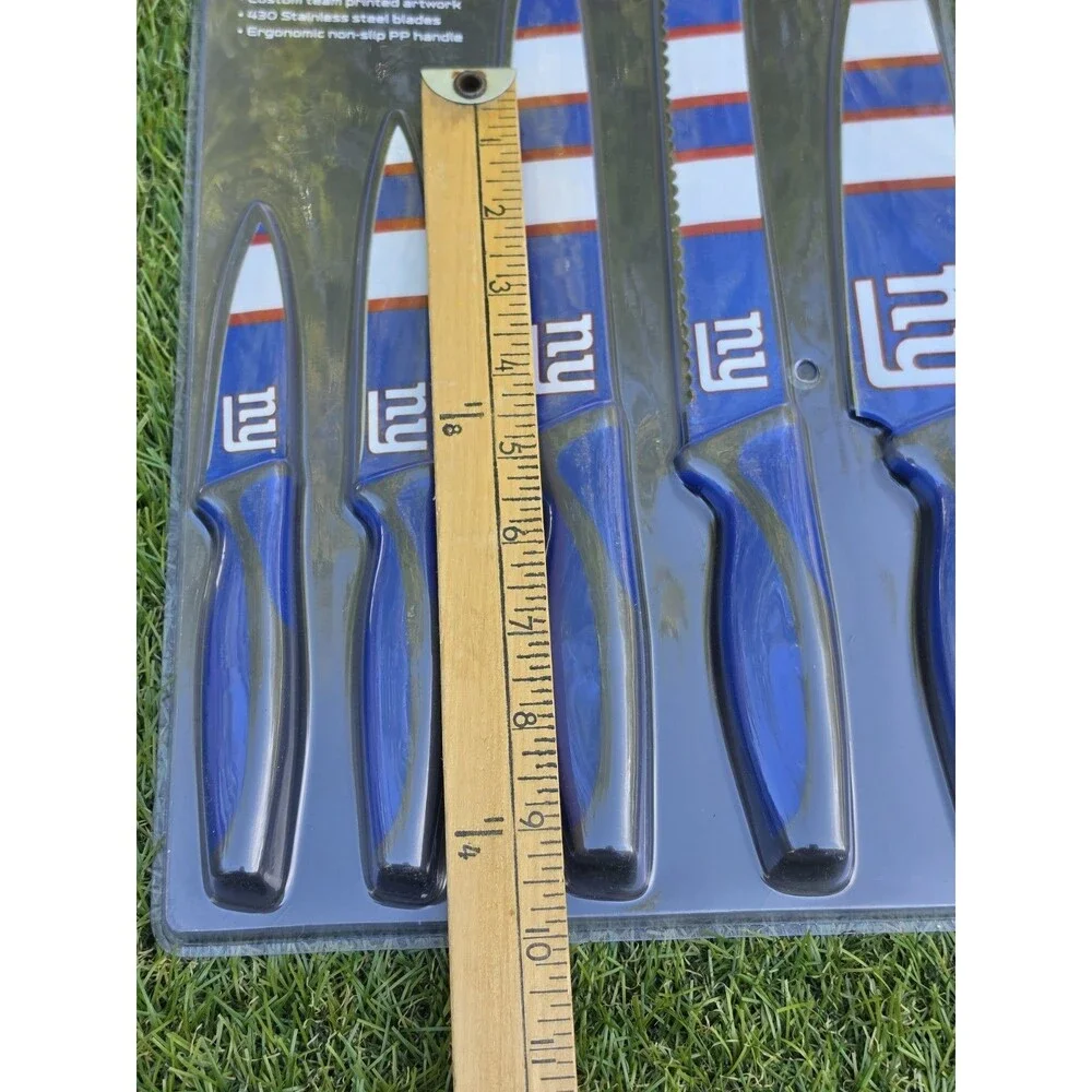 NFL NY Giants 5pc Stainless Steel Non-Stick Knife Set New Tailgating Mancave